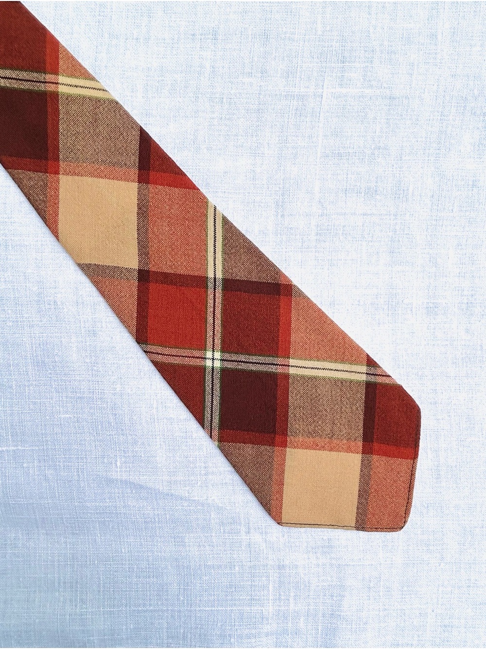 Vintage Tartan Wool Tie Plaid Red Brown 1950s Made in Scotland